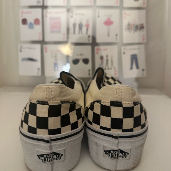 Lightly worn Vans Checkered Print Slip on Platform - Picture 4 of 5